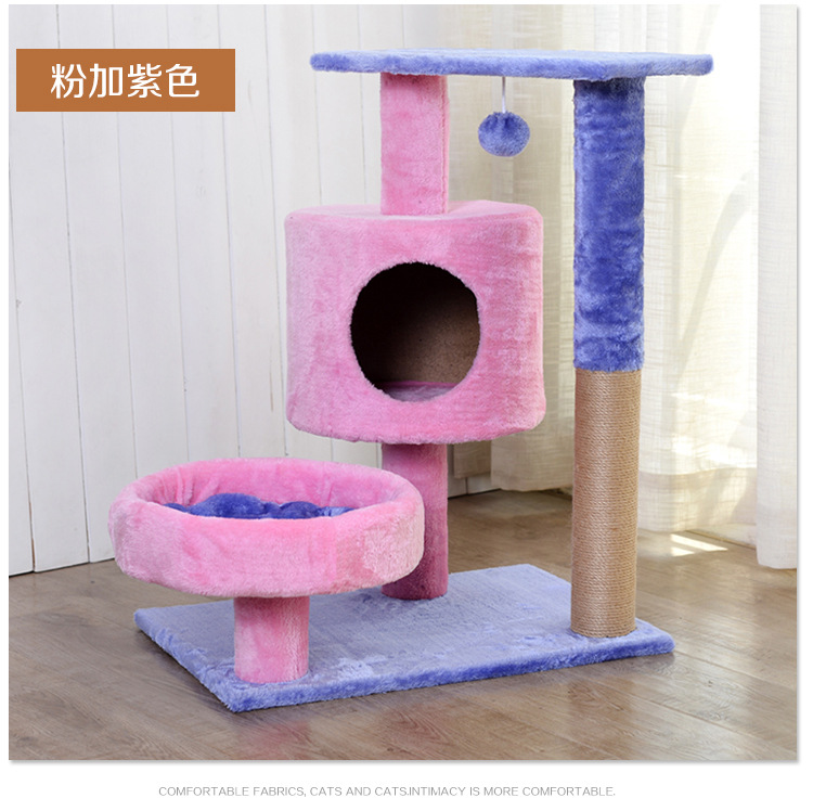 Marco de escalada para gatos de franela pequeña con plataforma, nido para gatos, columna de agarre de sisal, descuento de bajo precio, venta directa de fábrica, marco de escalada para gatos de juguete para gatos