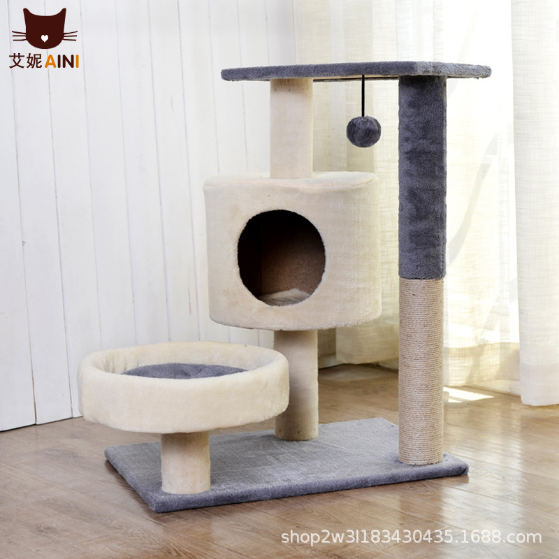 Estante para gatos grande integrado al por mayor, árbol para gatos, plataforma de salto para gatos, sisal de una pieza, marco de escalada para gatos de comercio exterior