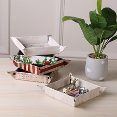 American Country Square Leather Trivet Desk Organizing Tray Home Soft Furnishing Sample Room Nut Storage Tray Wholesale