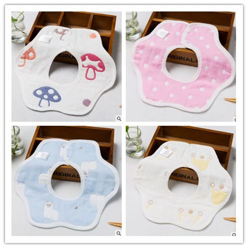 6-слойный марлевый нагрудник для малышей, вращающийся на 360 градусов нагрудник с лепестками, детский нагрудник с лепестками, полотенце для слюны