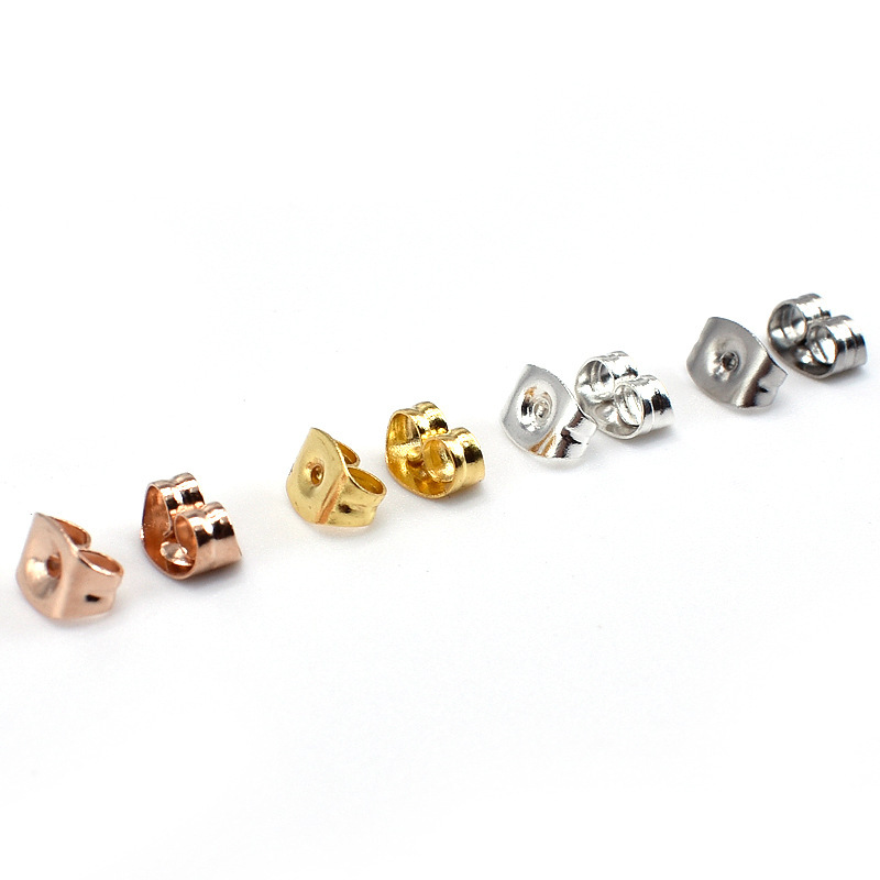 Spot Stainless Steel Square Earplugs, Butterfly Buckles, Gold Ear Plugs, DIY Jewelry Accessories, Multi-Color