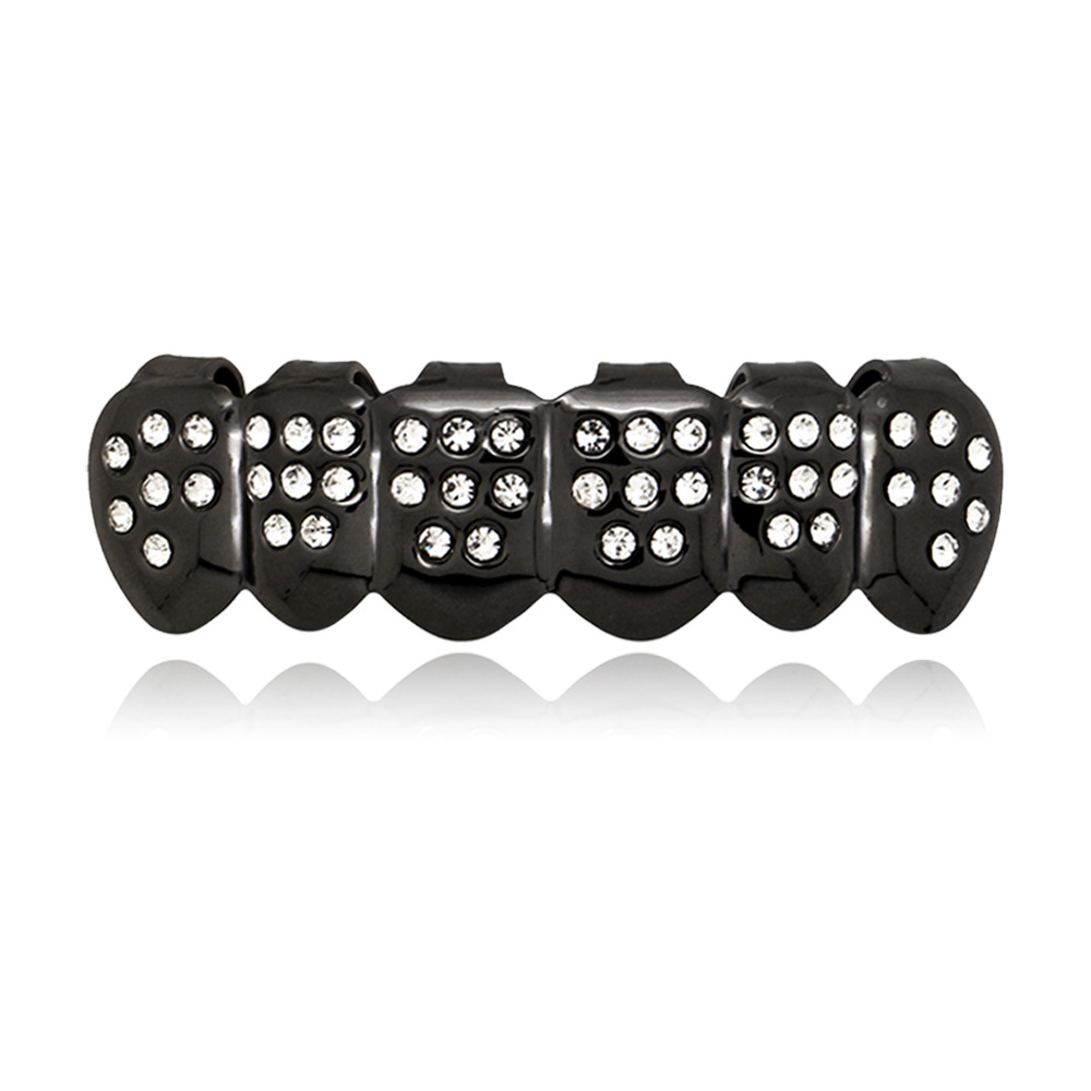 18K chapado en oro de color diamante hip hop tirantes parrillas hombres y mujeres adecuados diamante incrustado seis dientes vampiro colmillos Accesorios