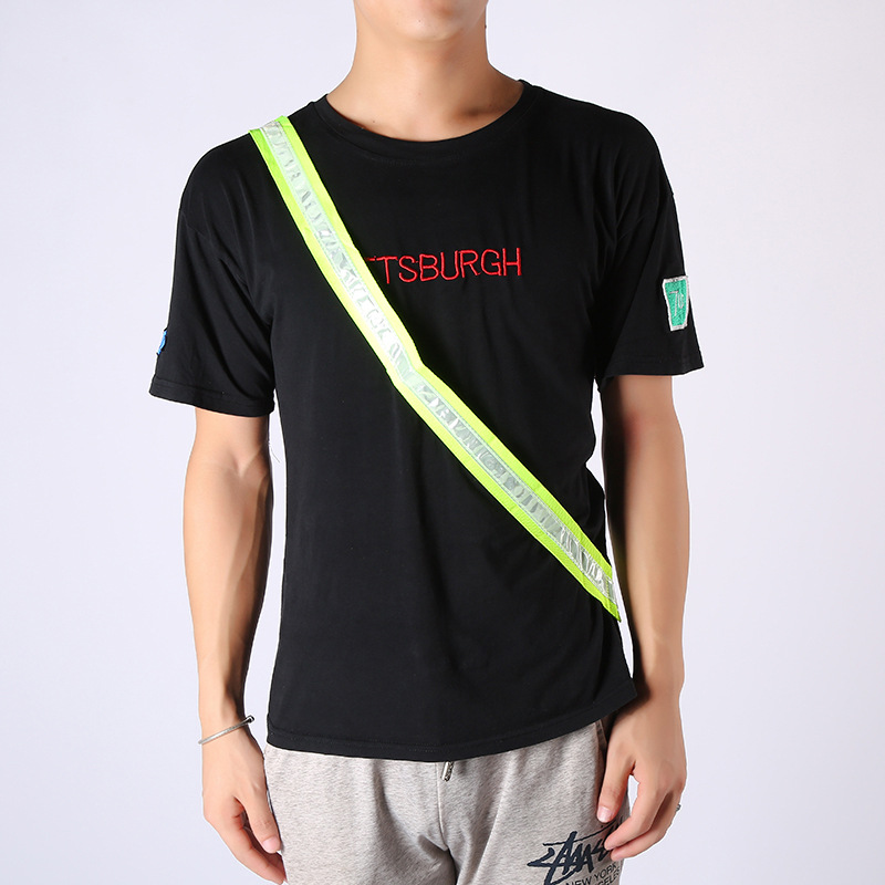 厂家供应45度角魔术贴肩带 织带 交通夜间警示反光带可定尺寸logo