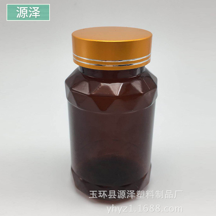 120ML宝石肩茶色PET塑料瓶铝塑密封盖食品保健品压片胶囊新款包装