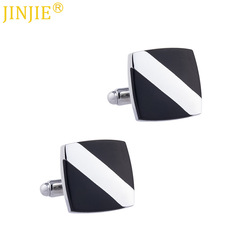 Black square oil enameled metal cufflinks, wholesale men's French cufflinks