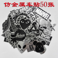 仿金屬汽車貼紙機動車改裝防水DIY貼紙 搖滾樂隊潮牌摩托車頭盔貼