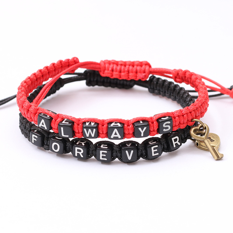 Cross-border jewelry hot sale ALWAYS FOREVER handmade woven couple bracelet key lock 18101101