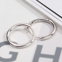 S925通体纯银耳环男女小耳圈圆圈耳扣艾克里里黑色耳扣