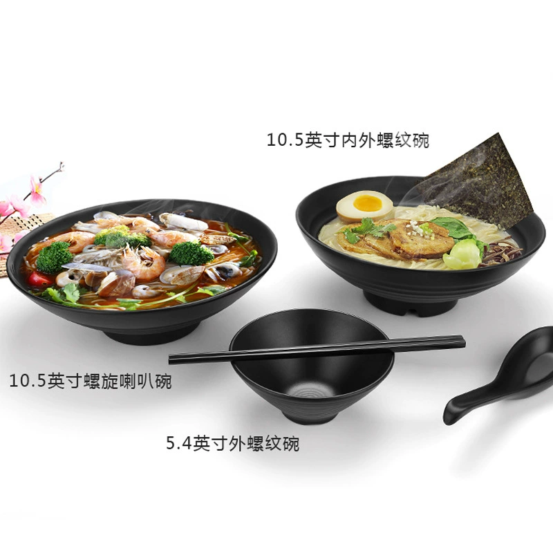 Japanese black matte big plastic soup bowl