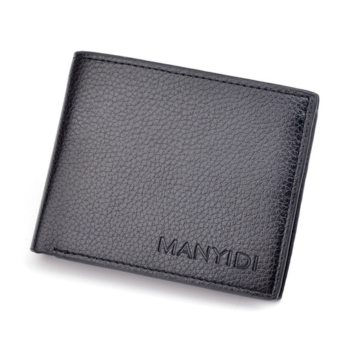 New Wallet Short Men's Driver's License Thin Wallet 30% Off Horizontal Business Casual Lychee Pattern Retro Soft Wallet