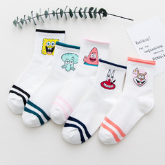 SpongeBob-inspired Harajuku-style women's socks | Trendy, fashionable mid-calf socks for girls | Cotton college-style designer socks—wholesale available