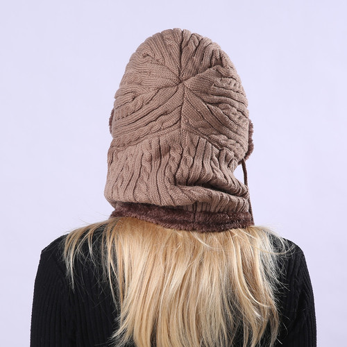 M-62 twist one-piece plus velvet thickened pullover hat European and American autumn and winter new men's and women's knitted wool cycling ear protection hat