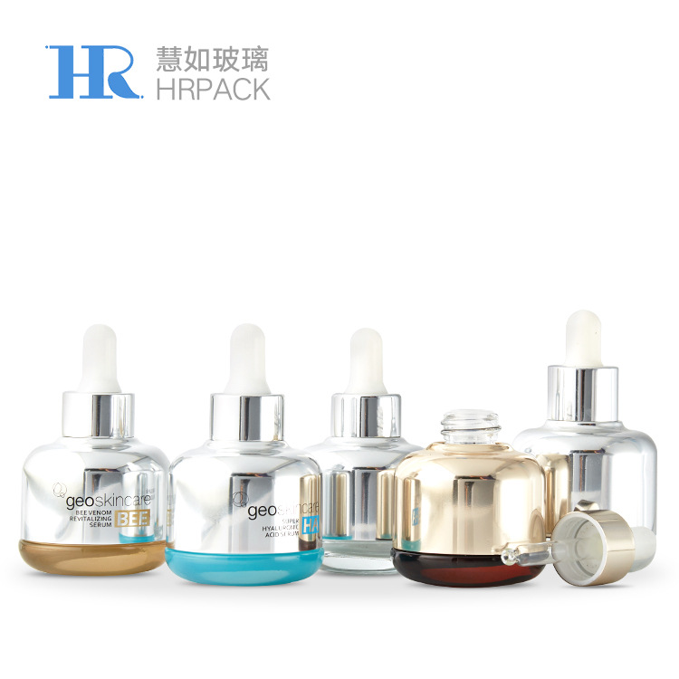 30ml滴管瓶电化铝肩套玻璃瓶精油瓶精华素瓶烫金印刷涂装小容量