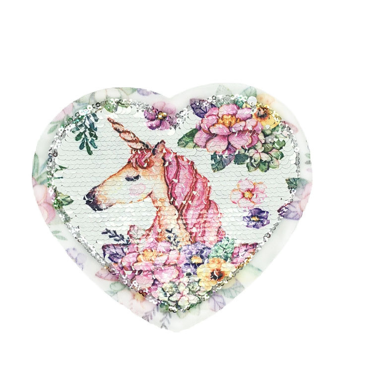 新款彩印翻片亮片布贴毛衣童装可爱卡通珠片绣贴花DIY装饰补丁贴