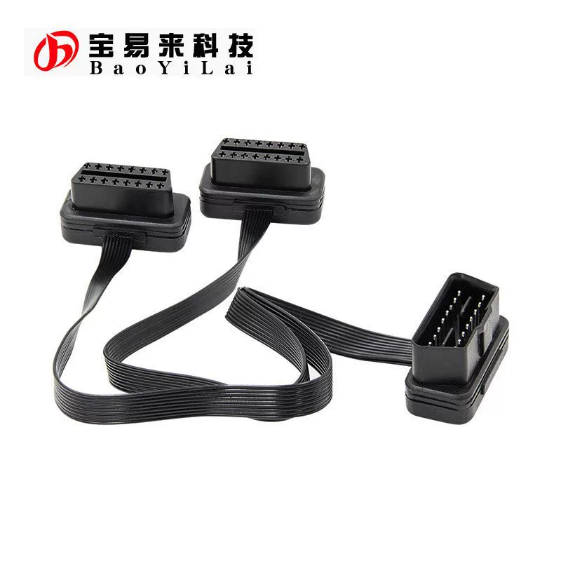 Автомобильный кабель 16pin 8-жильный OBD2 Автомобильная односекундная линия Y линия плоская длина линии лапши 30 см
