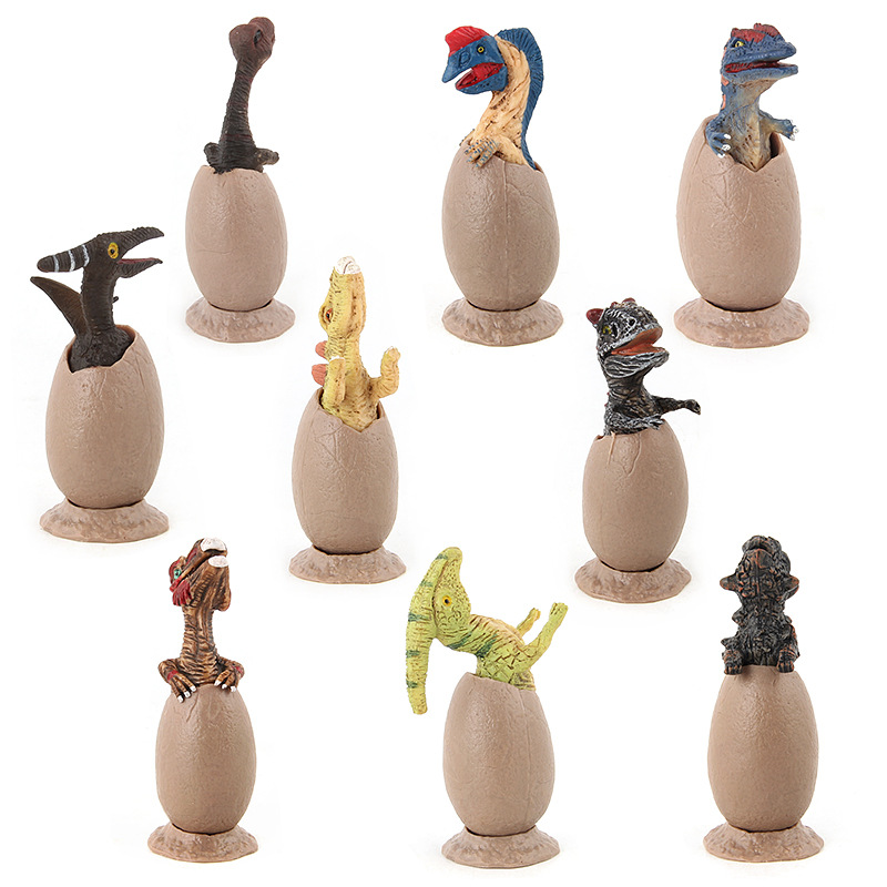 Incubación de huevos de dinosaurio juguetes para niños 9 piezas de huevos de dinosaurio traje de incubación huevos de dinosaurio modelo hecho a mano en stock al por mayor