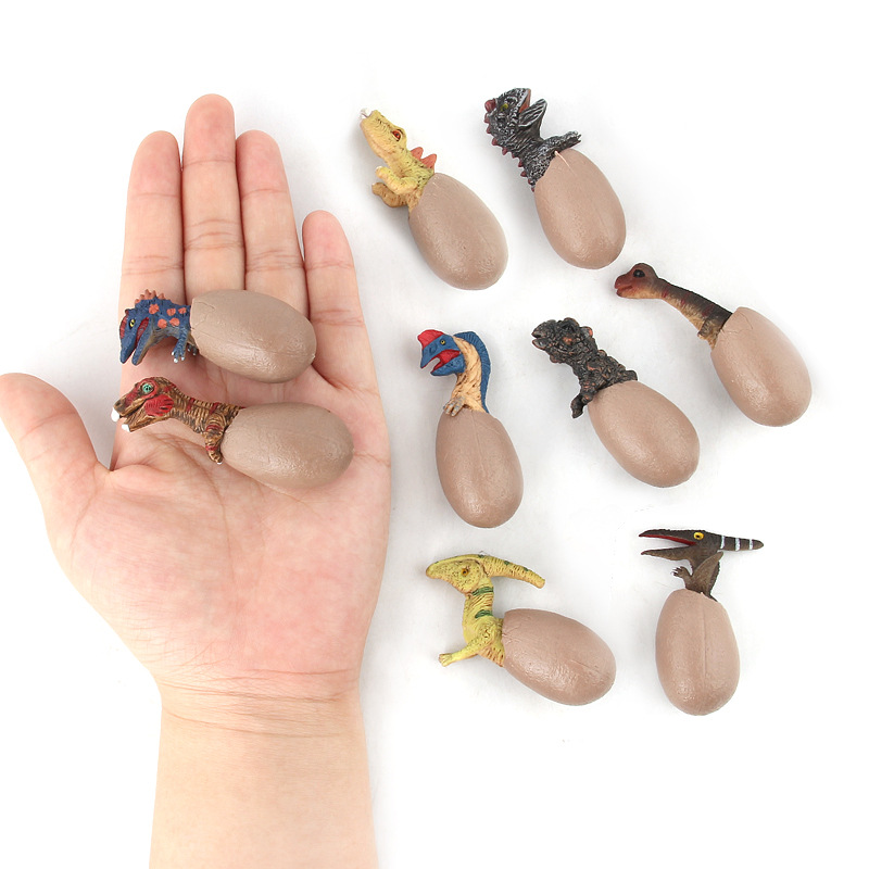 Incubación de huevos de dinosaurio juguetes para niños 9 piezas de huevos de dinosaurio traje de incubación huevos de dinosaurio modelo hecho a mano en stock al por mayor