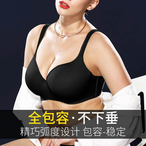 Cross-border large size bra, high-end underwear, adjustable, breast-retracting, anti-sagging, comfortable, traceless, glossy, thin cup style