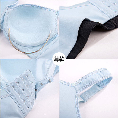 Cross-border large size bra, high-end underwear, adjustable, breast-retracting, anti-sagging, comfortable, traceless, glossy, thin cup style
