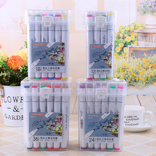 179 school children marker pen double marker pen set triangle Rod oily marker pen wholesale 36 color children's brush