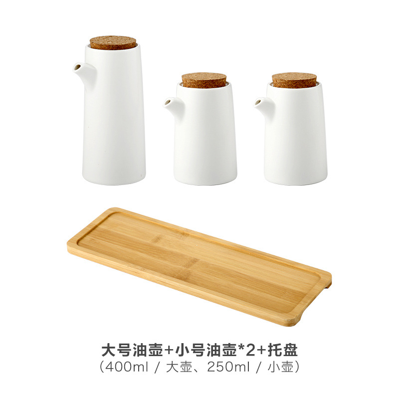 Olla de aceite de cerámica de estilo japonés hogar botella de aceite botella de condimento olla de vinagre condimento caja botella frasco de sal traje