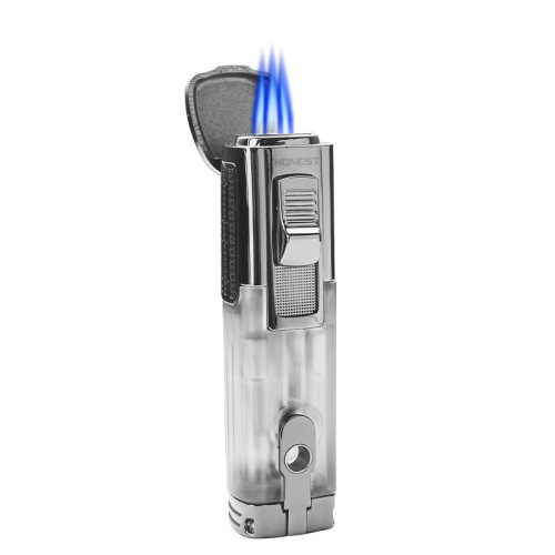 Baicheng metal inflatable three-way cigar lighter flamethrower boutique blue fire multi-function lighter wholesale