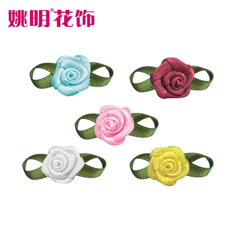 Yao Ming decoración de flores DIY hecho a mano 2 puntos Rosa ropa interior Decoración Accesorios hechos a mano cinta pequeña flor arco