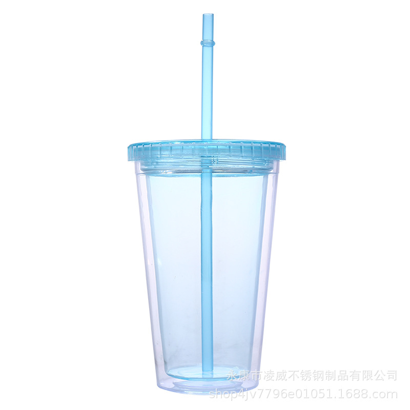 Taza de paja PS 450ml taza de agua de plástico de Navidad imprimible en color inferior con luz 16oz taza creativa de doble capa