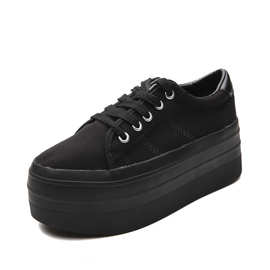 2110INS欧美休闲松糕鞋女学院原宿厚底小白鞋韩版增高复古帆布鞋