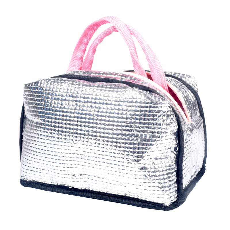 Nueva moda cremallera bolsa de aislamiento térmico Portátil Bolsa de almuerzo impermeable de dibujos animados de las mujeres con papel de aluminio bolsa de almuerzo de aislamiento térmico