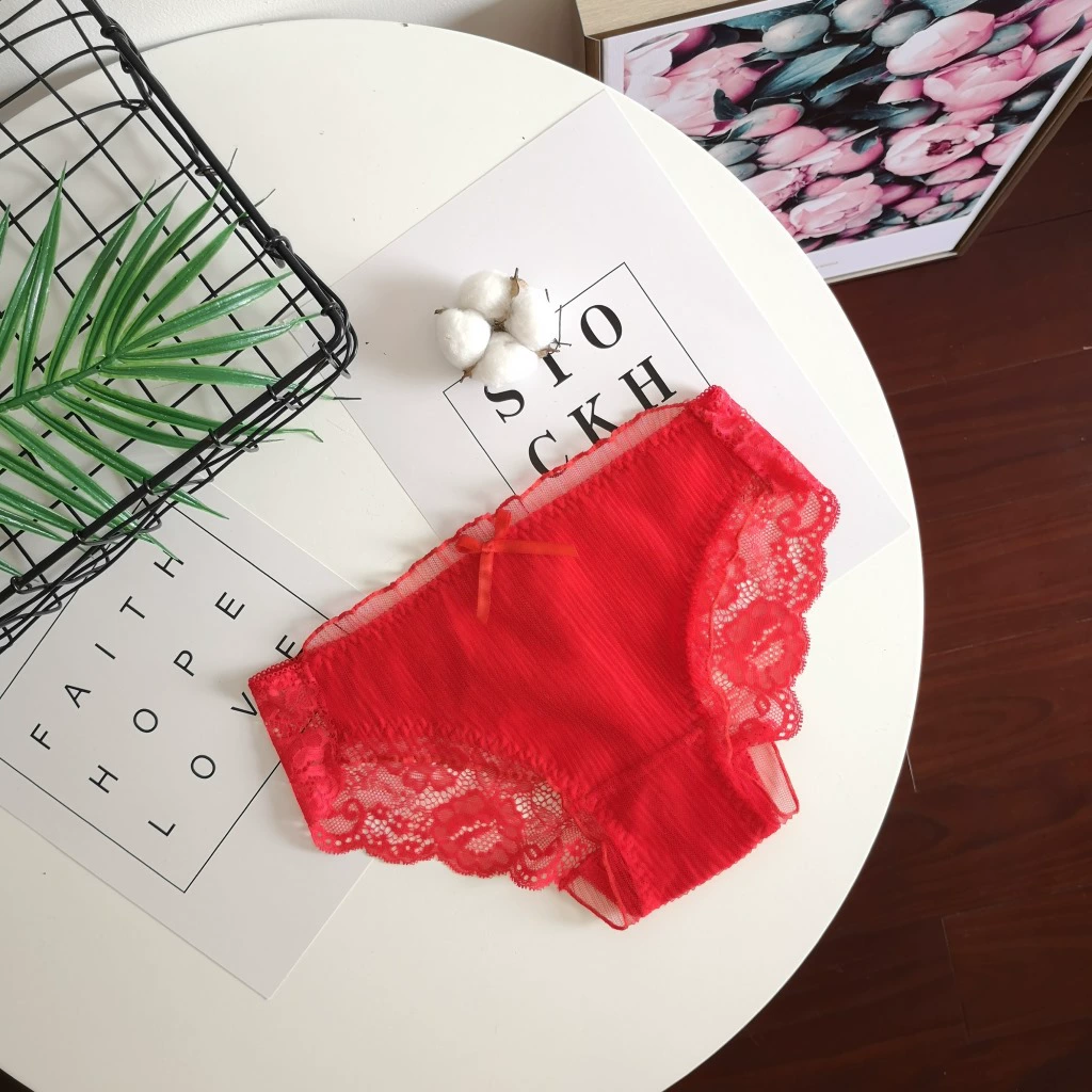 Кружевные трусы низкой талии (COTTON SWEETRN), кружевное елочное, 90% полиамид 10% эластан, M–L