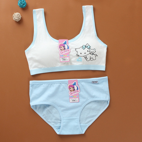 1 set price girl bra set vest style children's bra development period double layer underwear pure cotton pure cotton girls