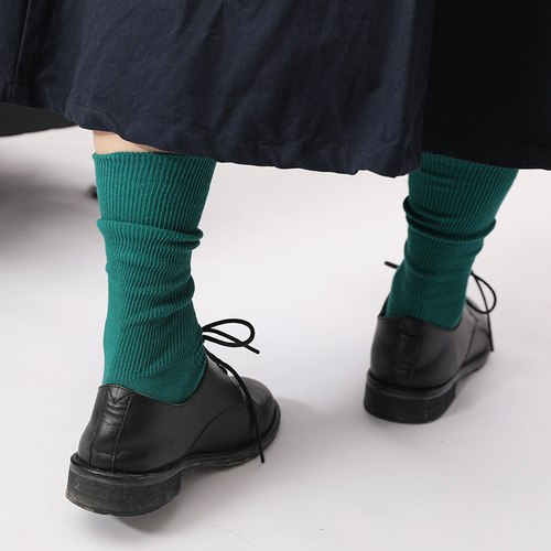 Wholesale Japanese New Women's Pile Socks Autumn Plain Color Medium Length Cotton Socks Women's Double Needle Candy Color Socks