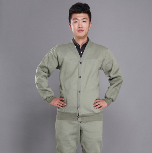 Coal mine army grey padded cotton coat, vintage work protective cotton jacket and pants set for middle-aged and elderly outdoor warm cotton clothing and padded pants uniform
