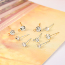 手工DIY时尚尖杯耳针材料 镶水钻锆石带吊耳钉耳饰品配件 饰品