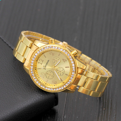 Cross-border new Geneva watch with diamond alloy steel band, women's quartz watch Geneva Watch