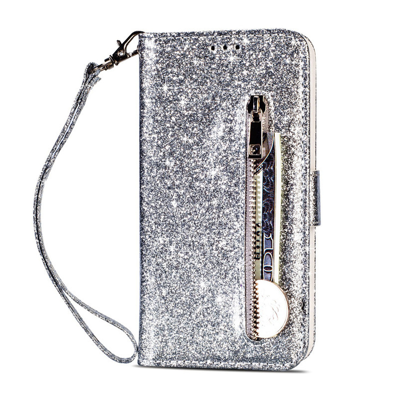 Suitable for iPhone X Glitter Lanyard Zipper Bag Mobile Phone Case Flip Multi-Function Card Apple XS Max Suitable for iPhone X Glitter Lanyard Zipper Bag Mobile Phone Case Flip Multi-Function Card Apple XS Max