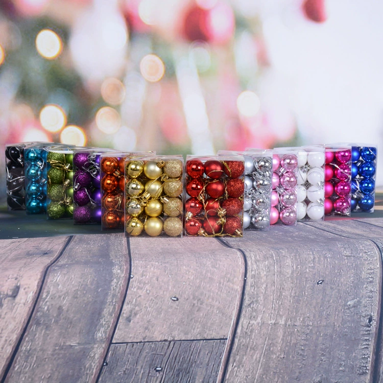 Пластиковые рождественские украшения (жилье), шарики 3 см, 24 шт, assorted colors