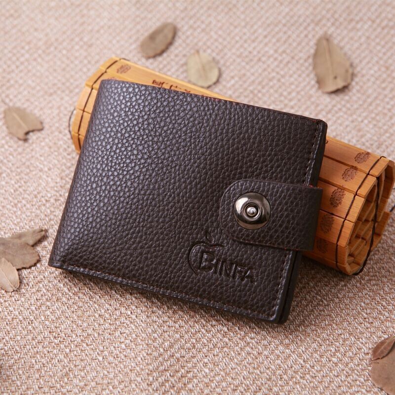 Fashion buckle men's wallet PU leather horizontal wallet short business wallet multi card Men's bag wholesale
