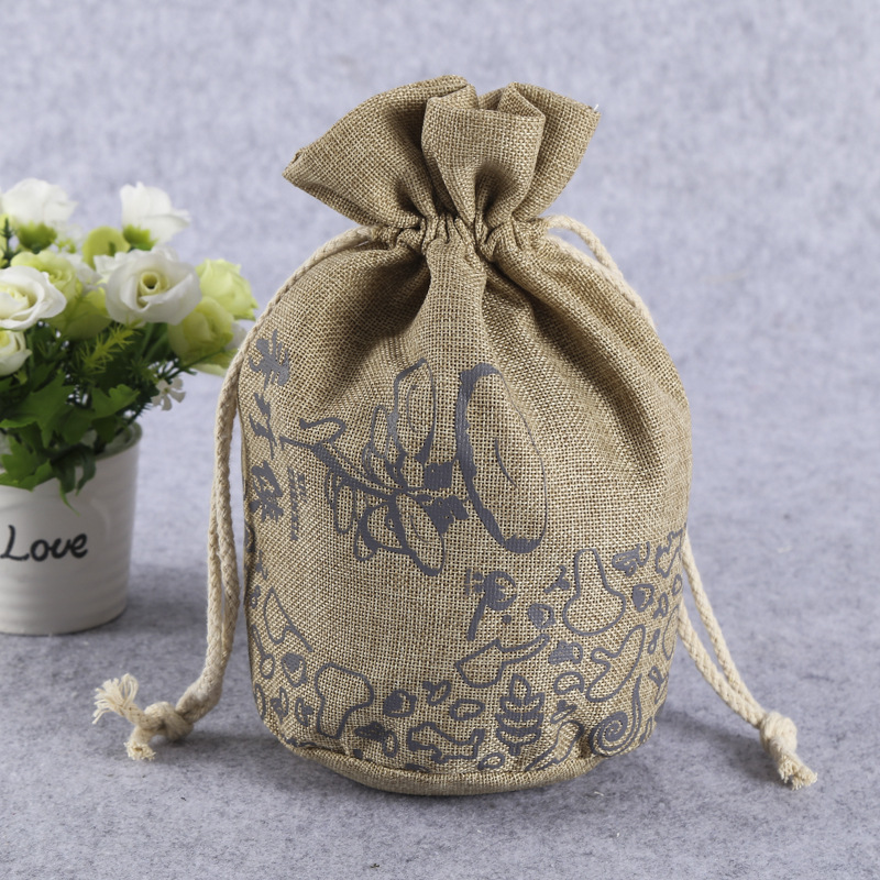 购物棉麻布袋 印刷束口帆布袋定 做 彩色棉麻布袋