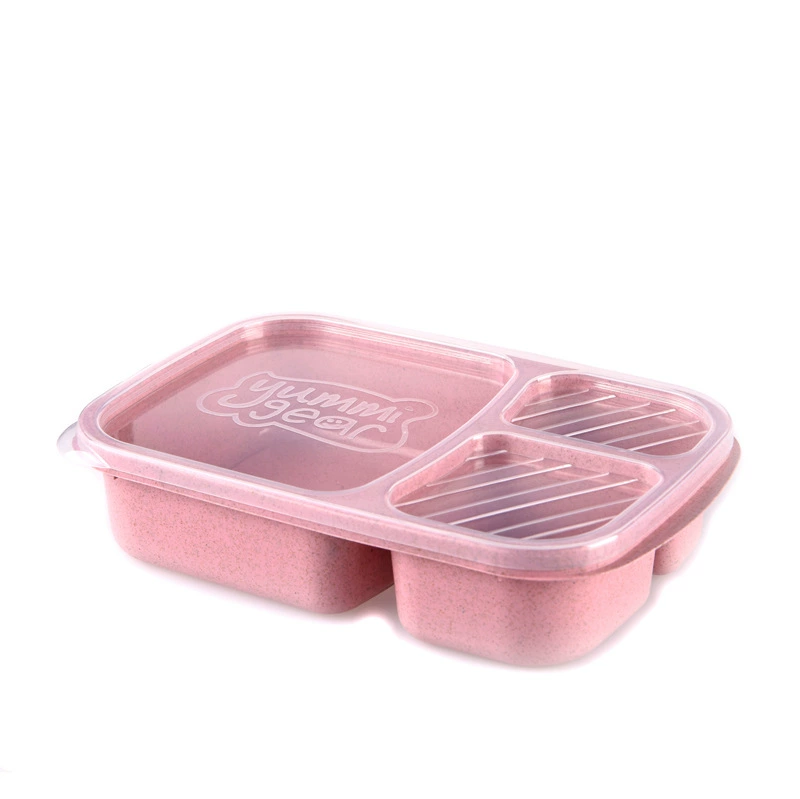 Bento Lunch Box (Sange) wheat straw, food-grade, 3-compartment compact 11.75×7.75×2.5 cm