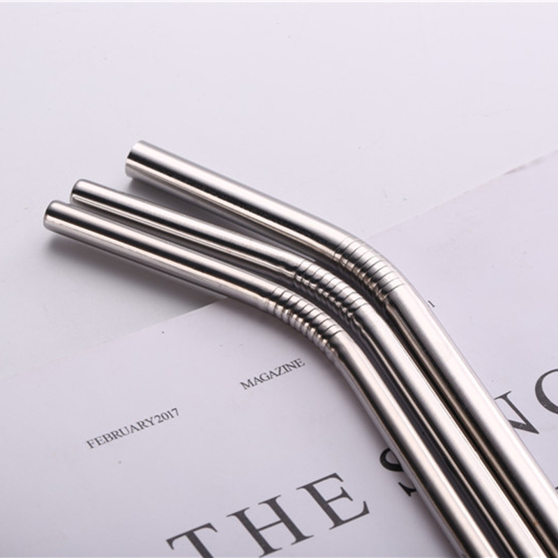 Fábrica al por mayor 304 paja de acero inoxidable creativo titanio color metal paja leche té bebida traje de paja