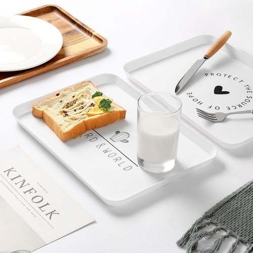 Nordic simple rectangular dinner plate household bread breakfast plate plastic plate plastic tray