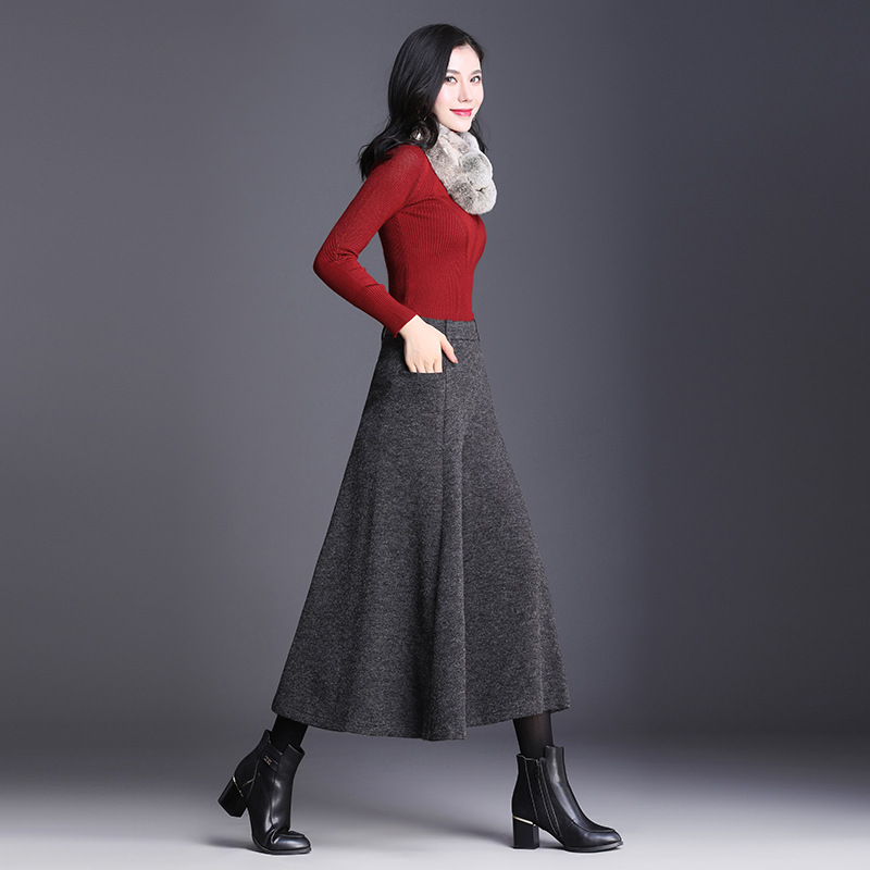 thumbnail image 2 of Pantalones de pierna ancha para mujer Otoño/Invierno Pantalones de lana nuevos Pantalones de siete cuartos Pantalones de mujer de moda Piernas, 2 of 5
