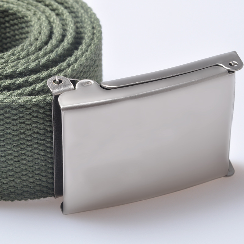 Cinturón lona de algodón tejido de poliéster directo de fábrica cinturón de hebilla Lisa esmerilado cinturón de color caramelo opcional multicolor