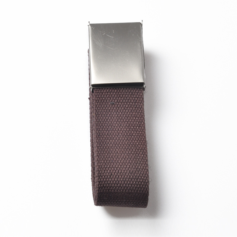 Cinturón lona de algodón tejido de poliéster directo de fábrica cinturón de hebilla Lisa esmerilado cinturón de color caramelo opcional multicolor