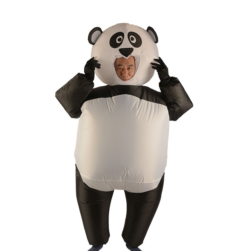 Amazon suministro de comercio exterior lindos dibujos animados panda inflables ropa de muñecas espectáculo ropa accesorios ropa de cosplay