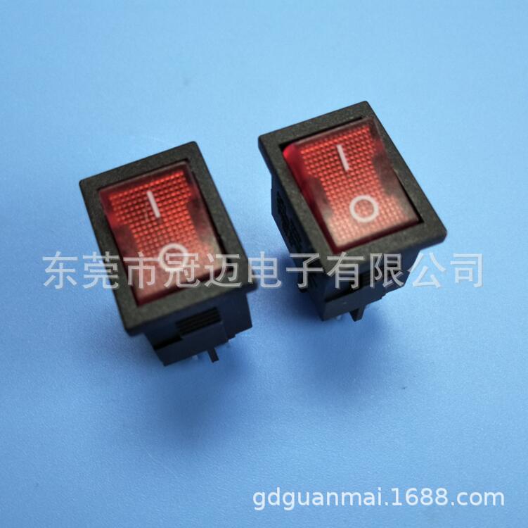 RS601D船形开关 船型 红灯 21*15 翘板开关 四脚两档