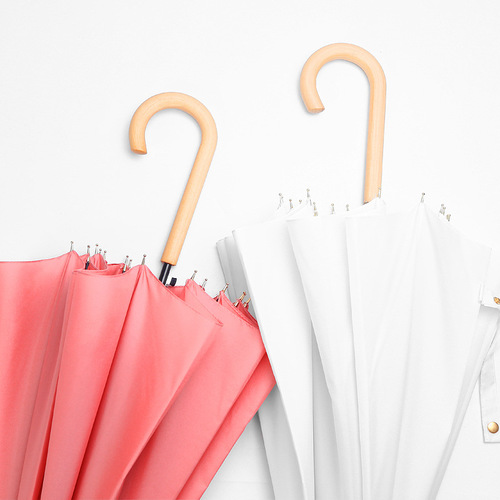 Creative umbrella straight pole automatic umbrella female forest retro curved handle long handle umbrella large double sunny and rainy dual-use umbrella wholesale
