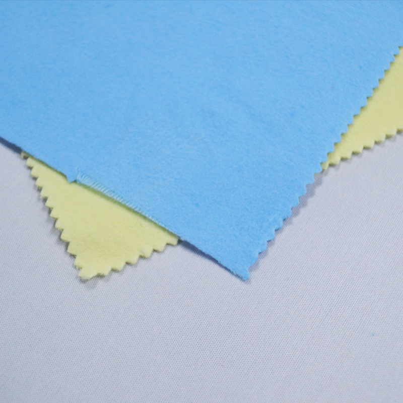 双面绒擦浅黄蓝色抛光布 纯棉双面绒擦银布擦金布印制LOGO尺寸